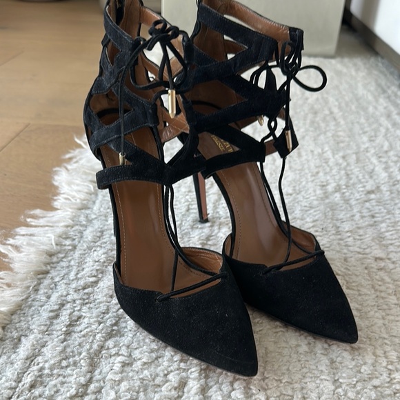 Aquazzura Black Suede Lace up Pumps main image 3